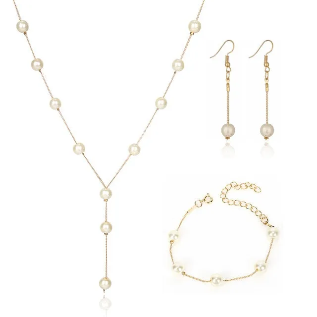 Genuine Freshwater Pearl Wedding Jewelry Set Necklace For Women