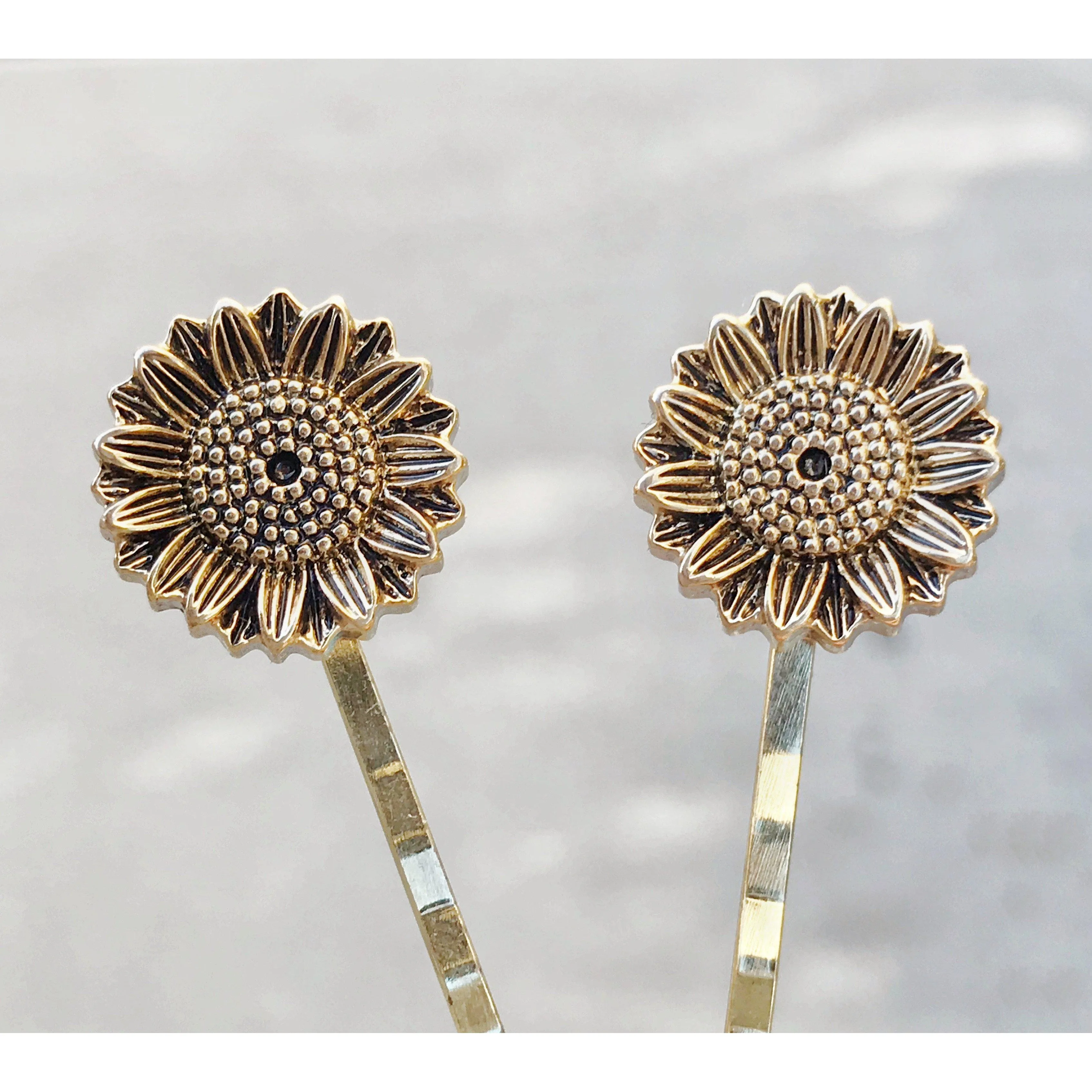 Gold Sunflower Hair Pins: Elegant Boho Floral Accessories