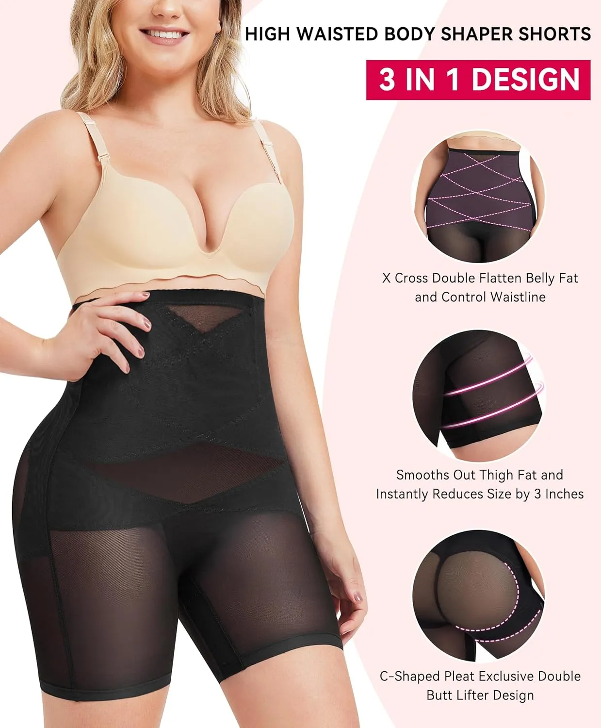 Gotoly Body Shaper for Women Tummy Control Shapewear Seamless Butt lifting Panties Waist Trainer Thigh Slimmer Underwear