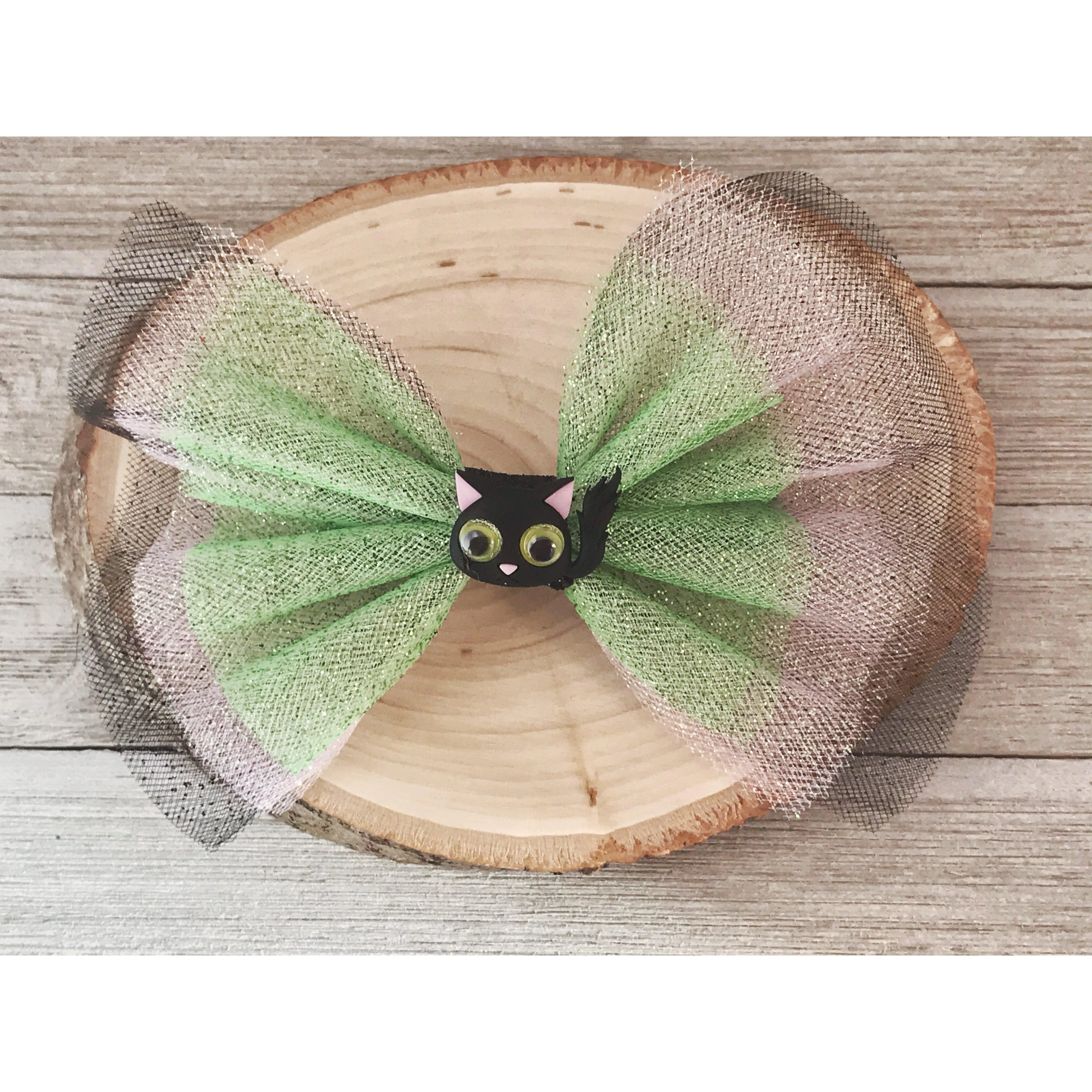 Halloween Black Spooky Cat Hair Bow Clip - Fun and Festive Halloween Accessory