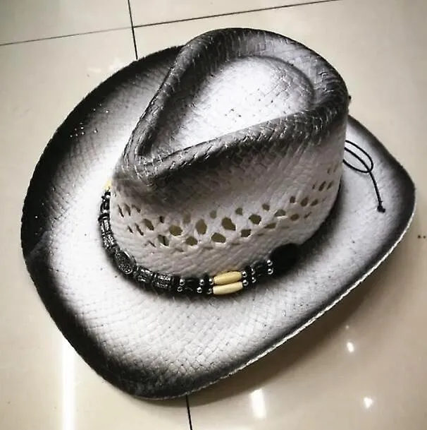 Hats Summer Raffia Hollow Cowboy Hat With Punk Rope