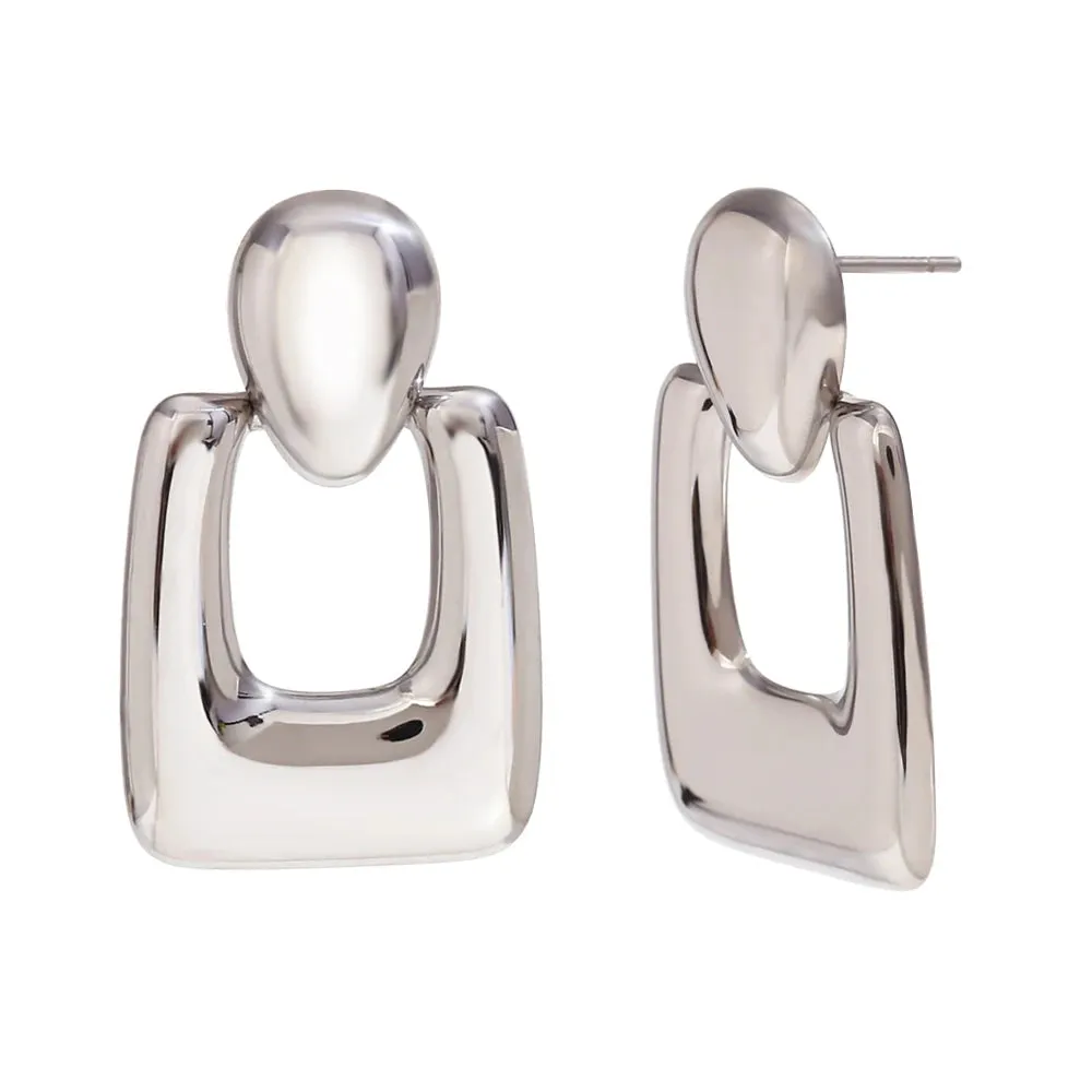 Hollow Rectangular Drop Earrings