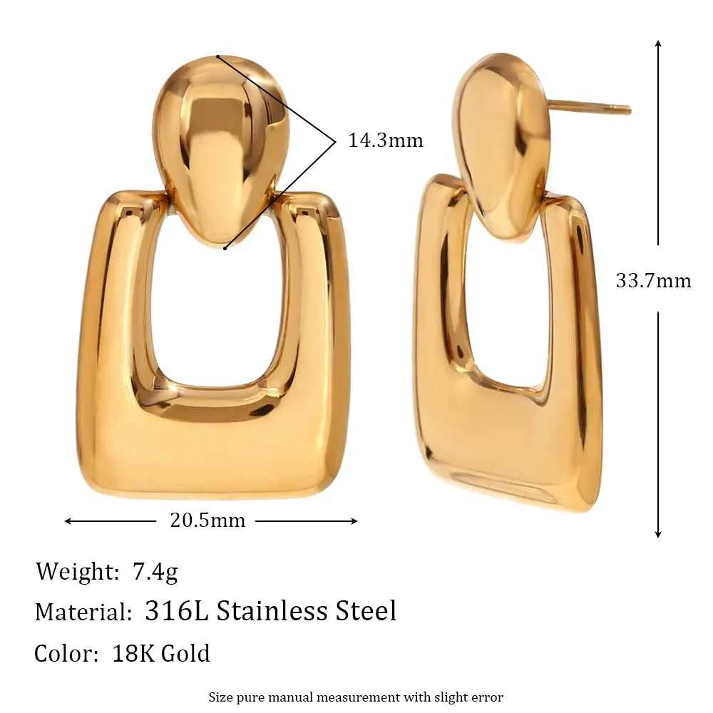 Hollow Rectangular Drop Earrings