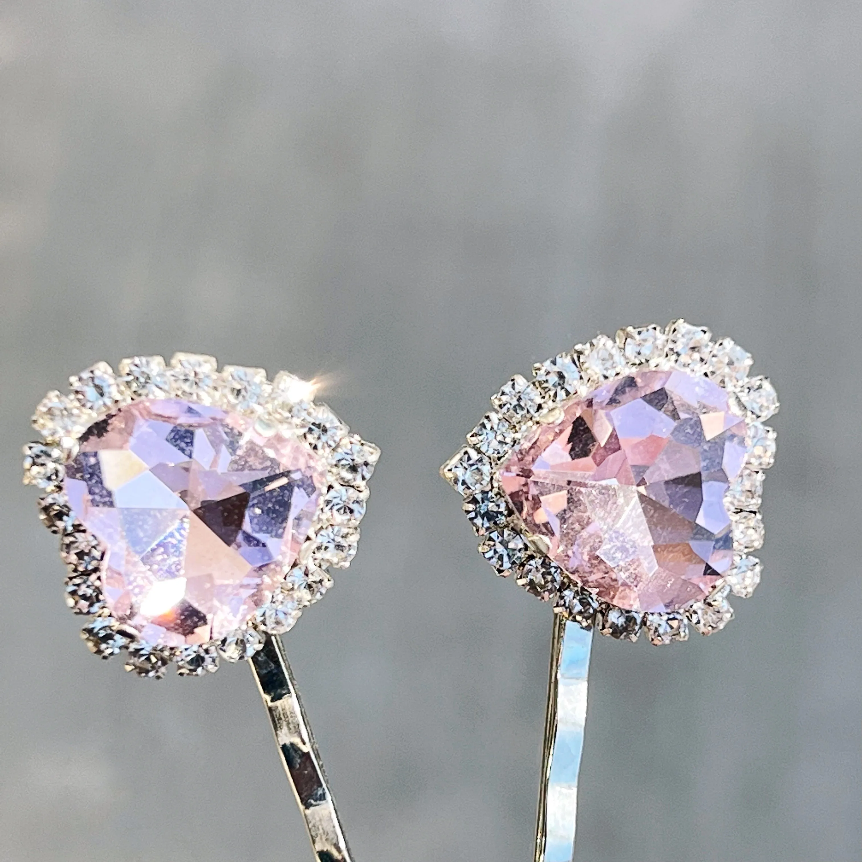 Light Pink Rhinestone Heart Hair Pins