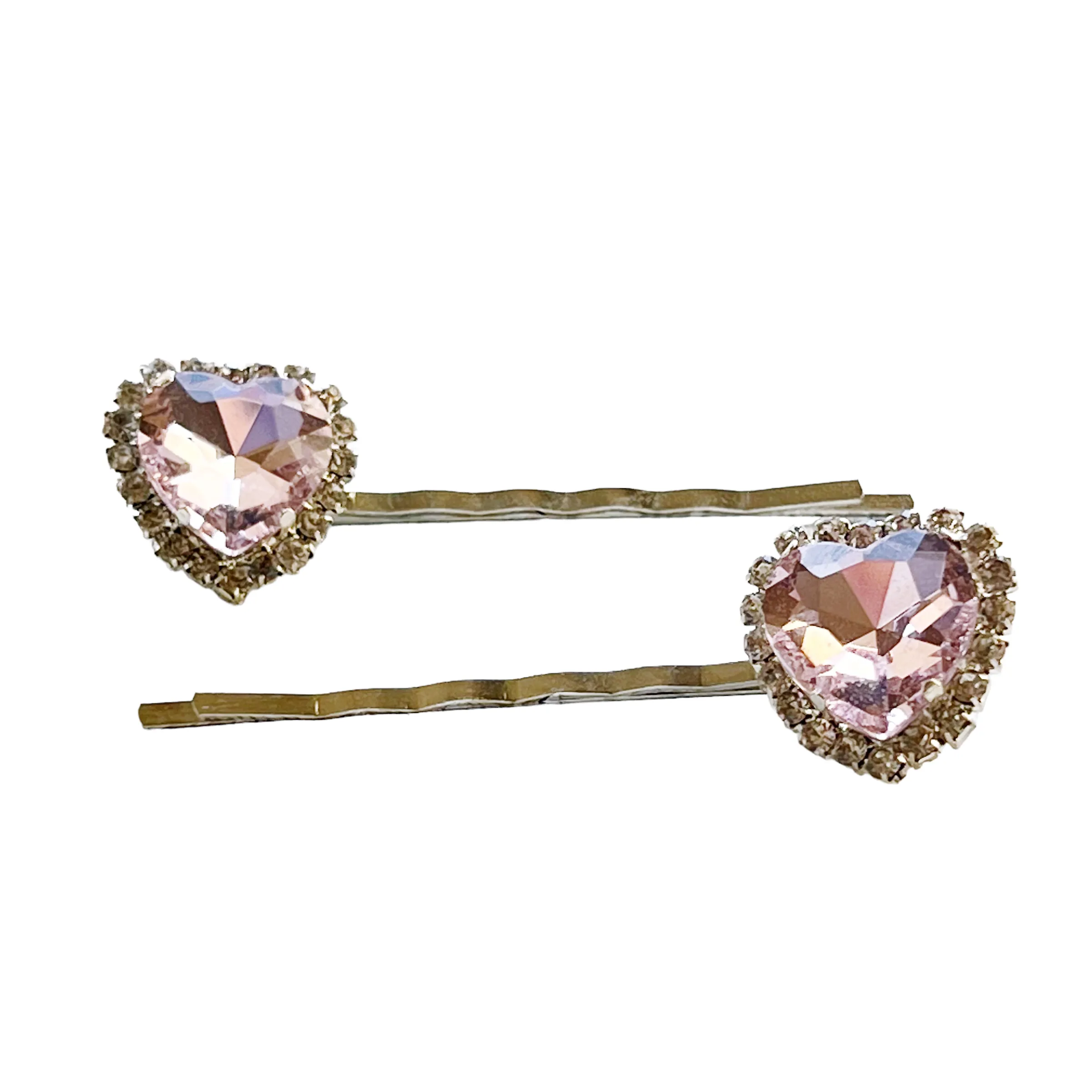 Light Pink Rhinestone Heart Hair Pins