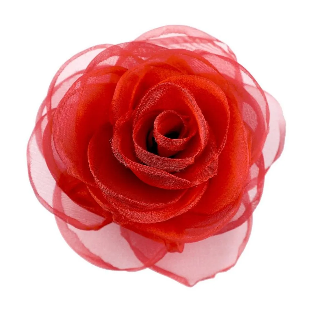 Lovely Rose Brooches and Floral Hair Clips - Decorative Accessories for Women | Hat Pins and Red Brooch Included
