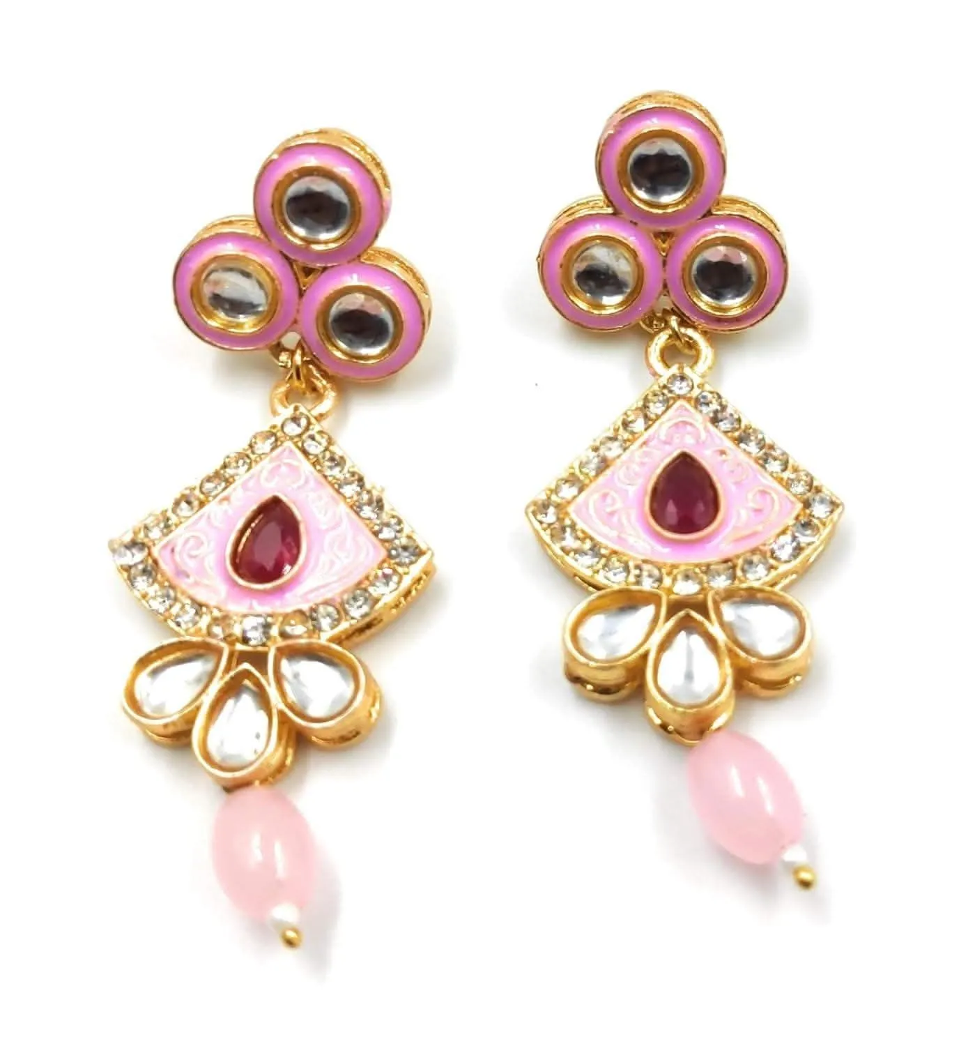 Meenakari ad kundan light pink color chokar set