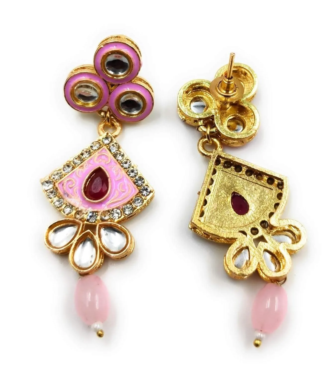 Meenakari ad kundan light pink color chokar set