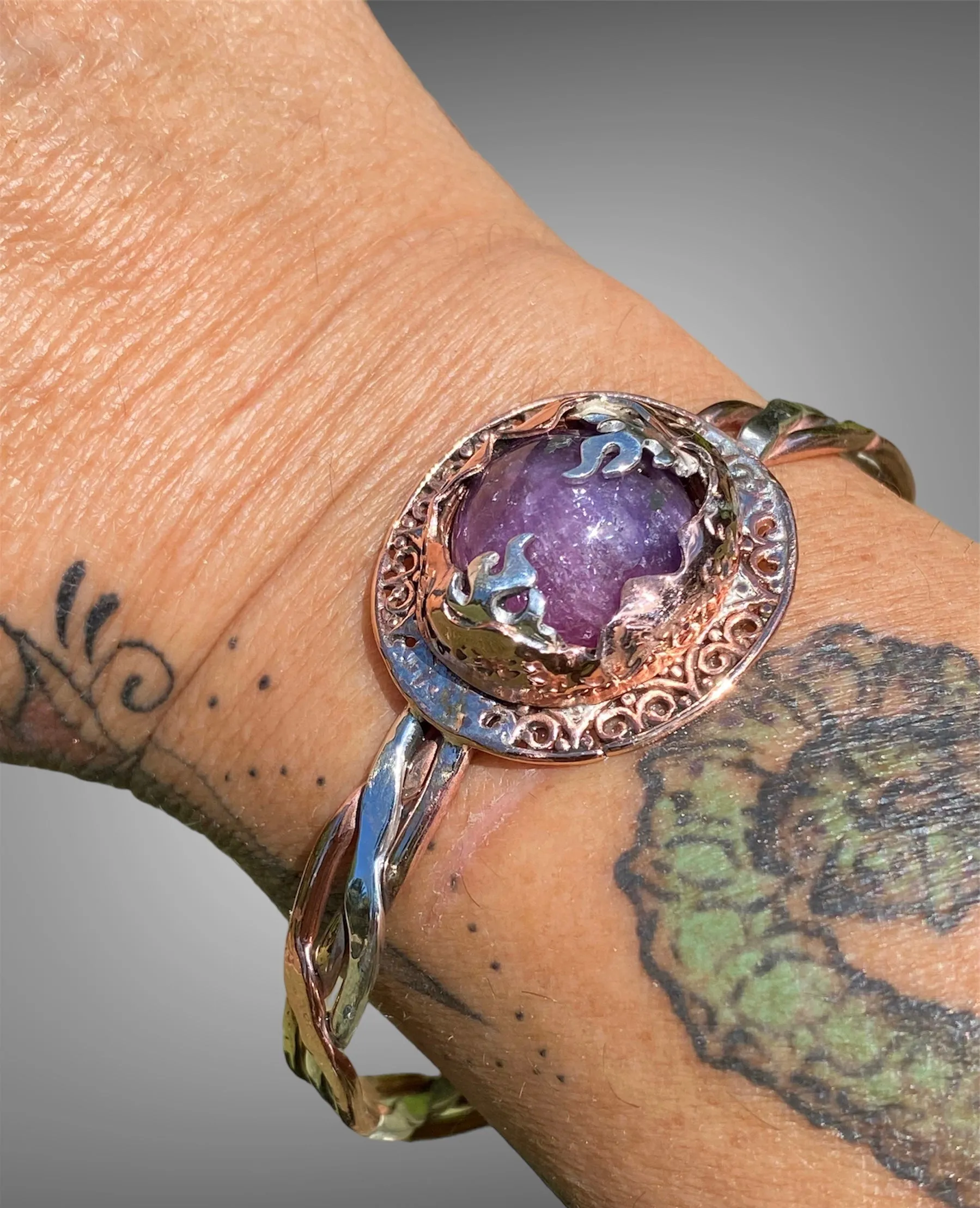 Mixed Metal with Ruby in Kyanite Cuff Bracelet