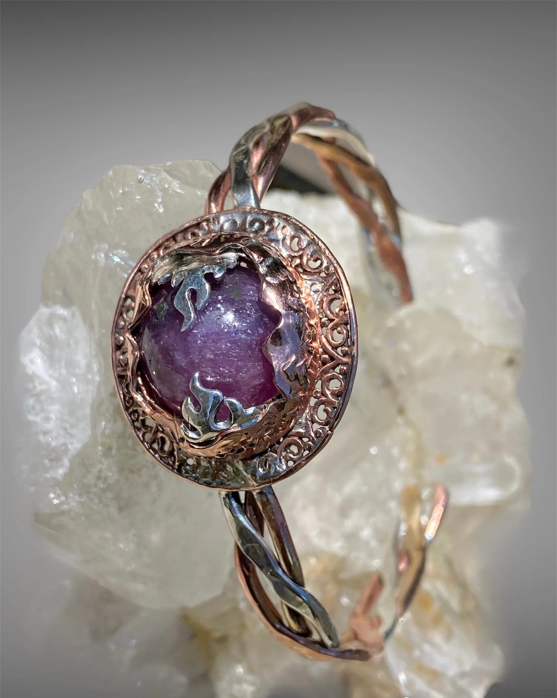 Mixed Metal with Ruby in Kyanite Cuff Bracelet