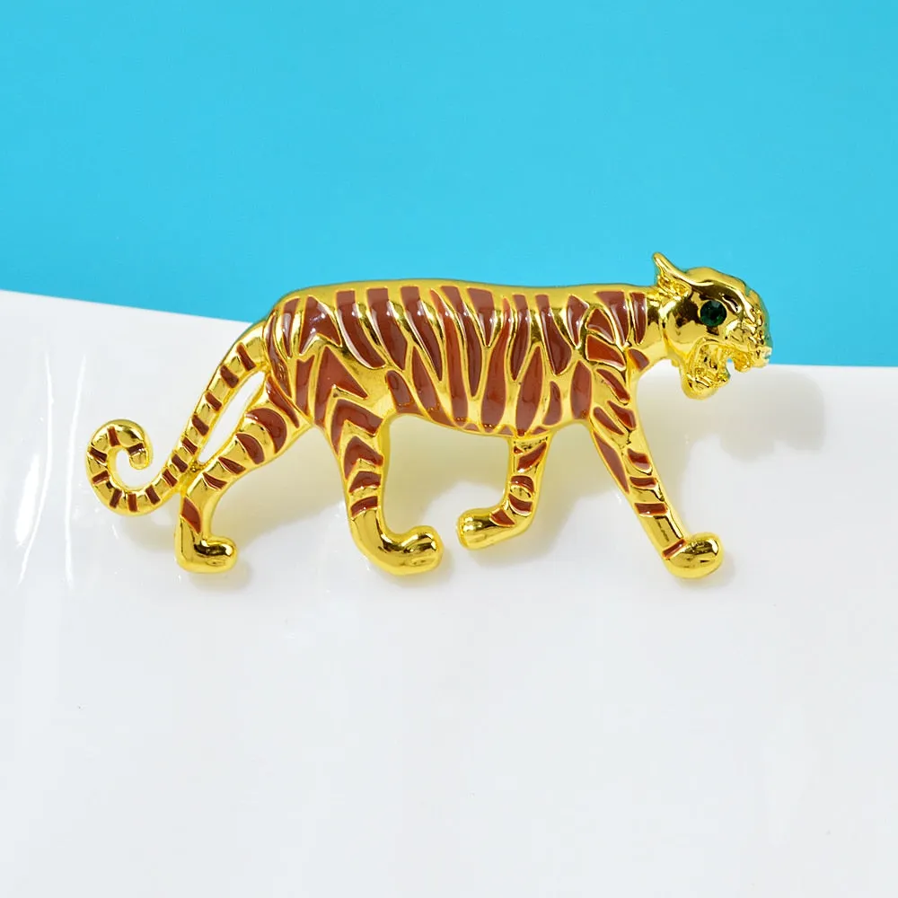 New Enamel Cute Tiger Brooches Vintage Animal Leopard Brooch Pins For Women And Men