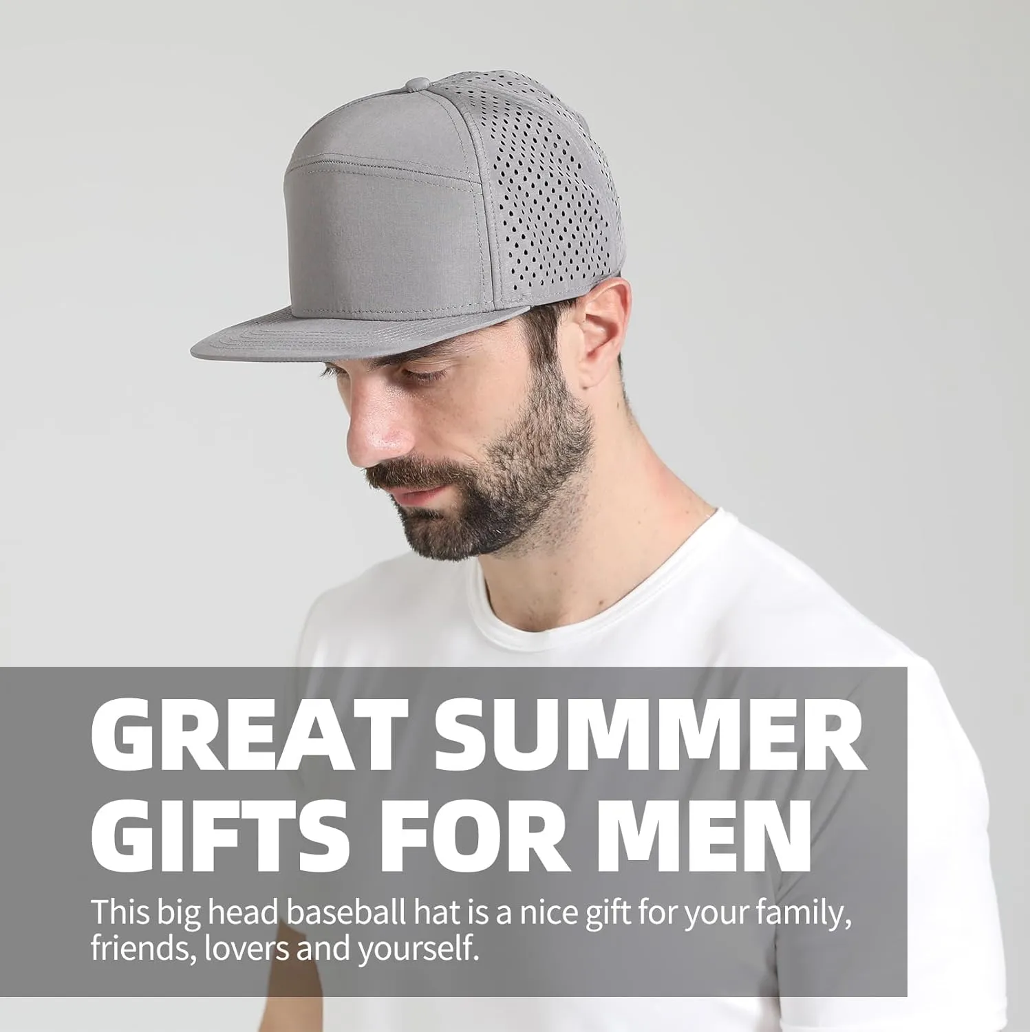 Oversize XXL Blank Flatbill Mesh Snapback Cap for Big Head 23.6"-25.6" Extra Large 6 Panel Camper Style Hat Baseball Cap