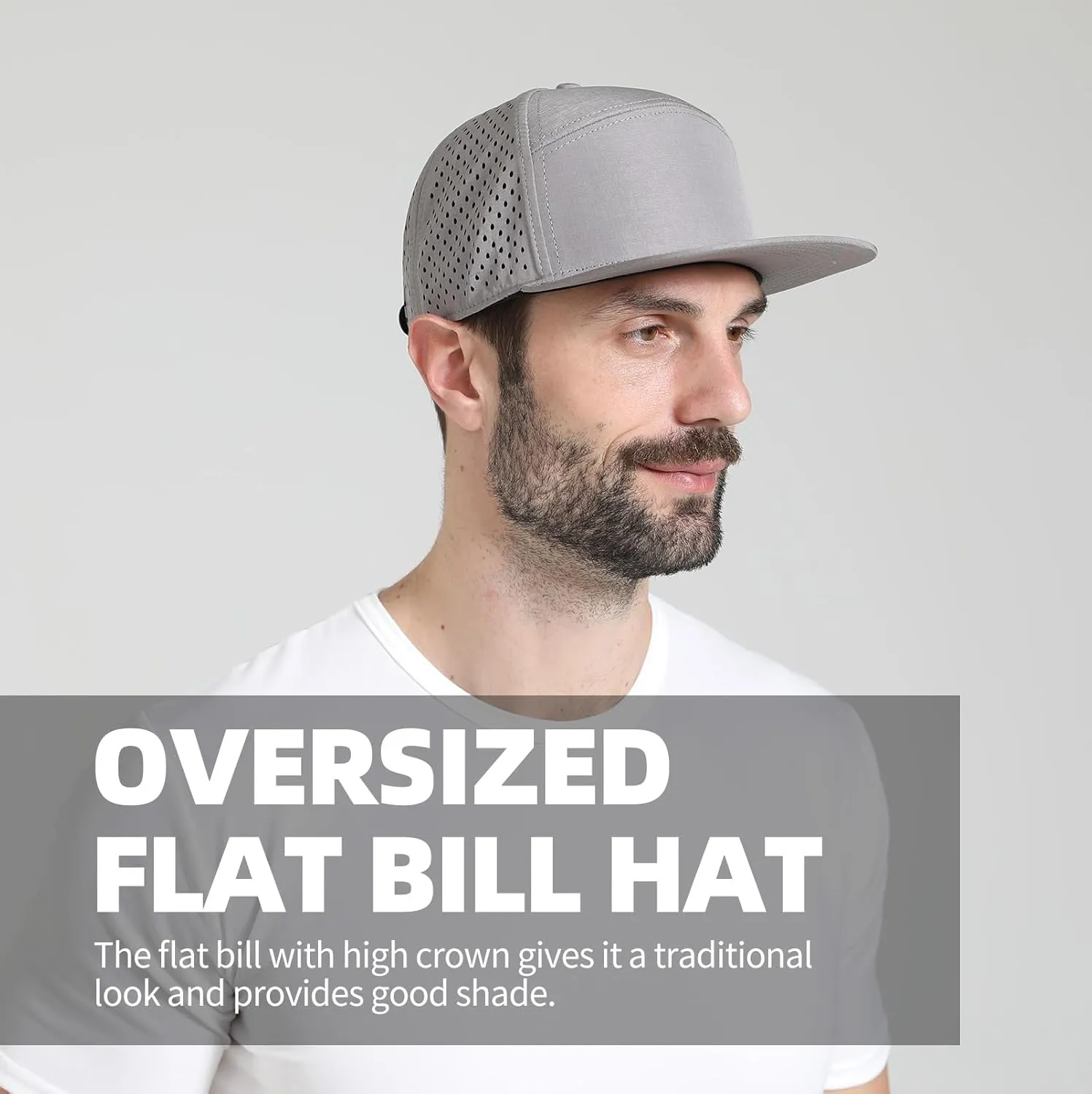 Oversize XXL Blank Flatbill Mesh Snapback Cap for Big Head 23.6"-25.6" Extra Large 6 Panel Camper Style Hat Baseball Cap
