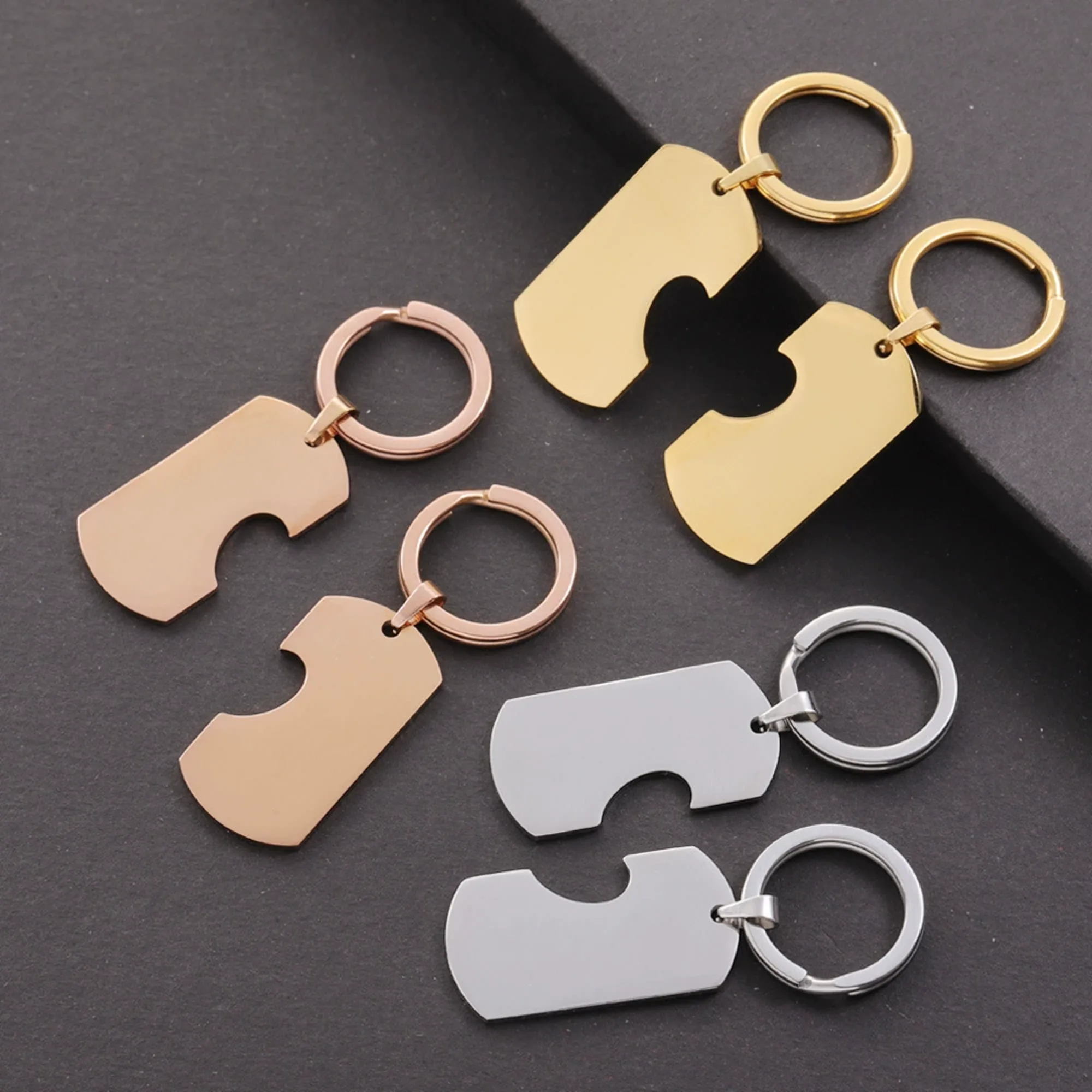 Personalised Dog Tag with Heat Keychain for Couple KCK 10