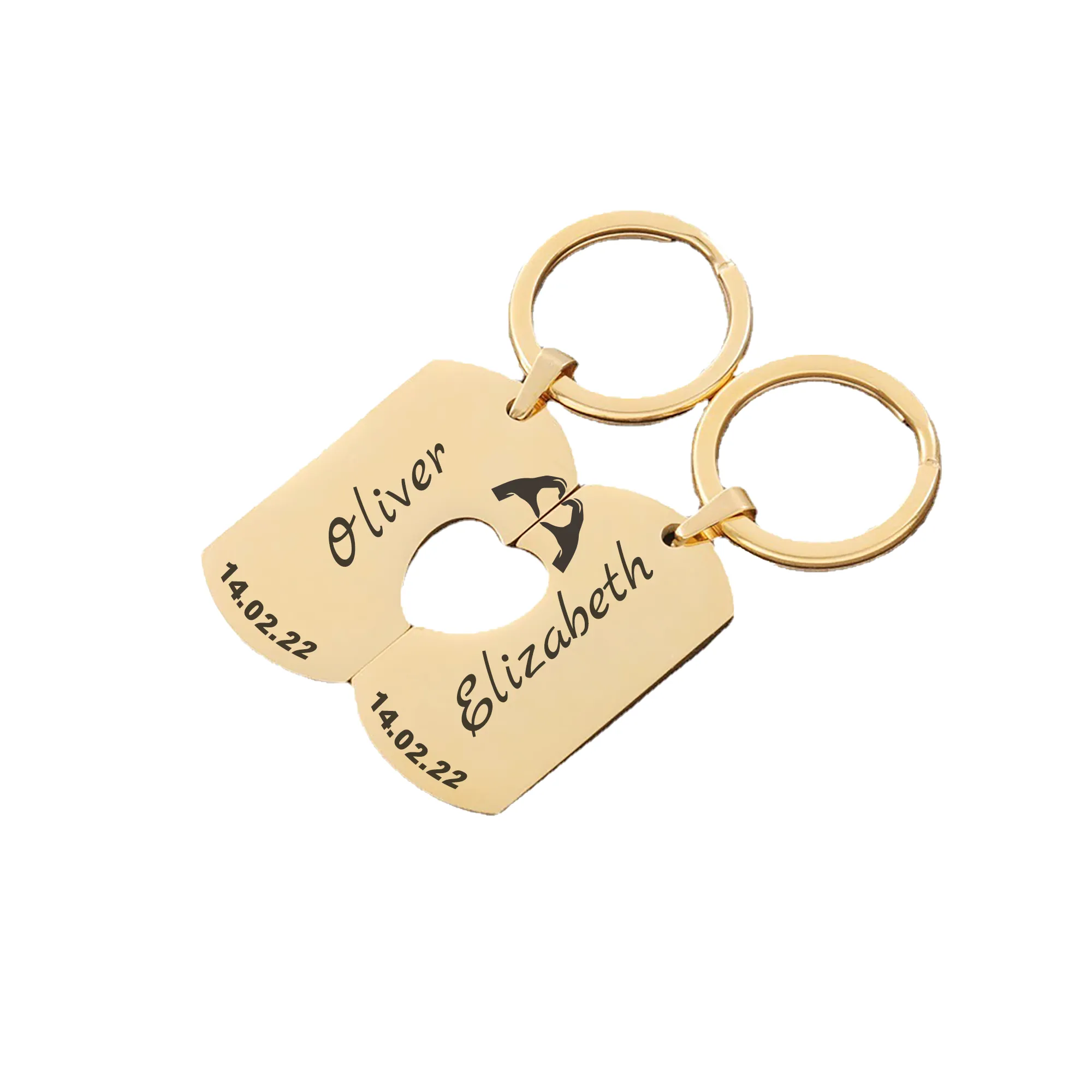 Personalised Dog Tag with Heat Keychain for Couple KCK 10