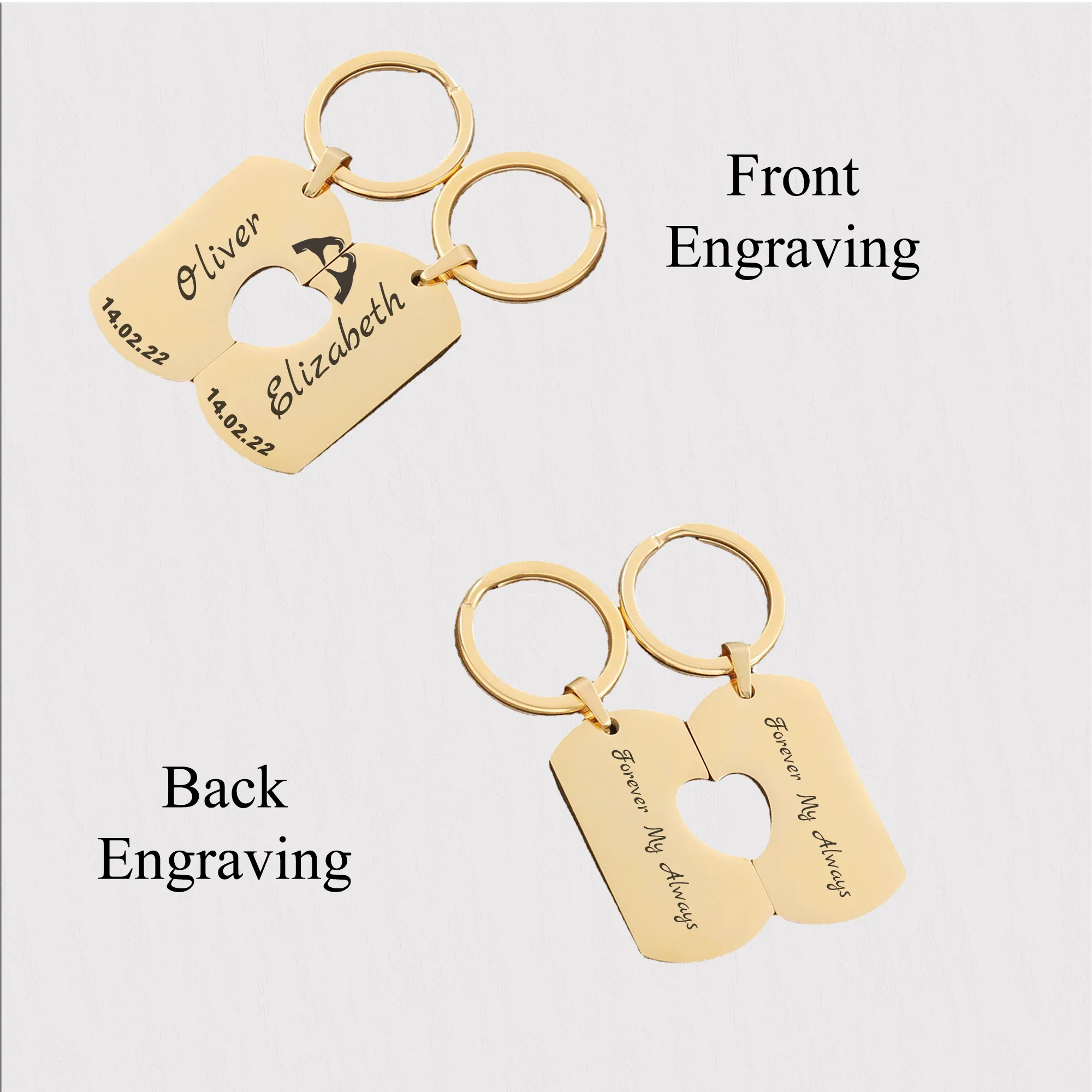Personalised Dog Tag with Heat Keychain for Couple KCK 10