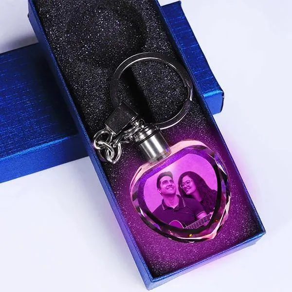 Personalized 3d photo Laser Engraved Crystal Glass keychain