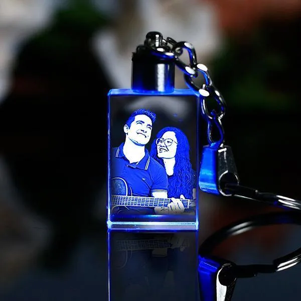 Personalized 3d photo Laser Engraved Crystal Glass keychain