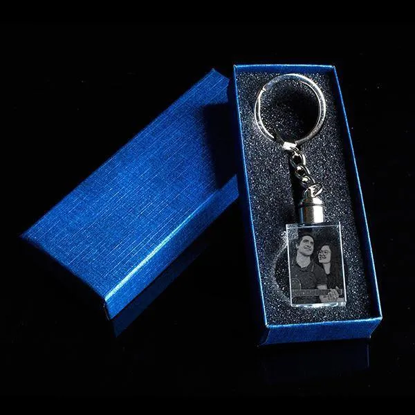 Personalized 3d photo Laser Engraved Crystal Glass keychain