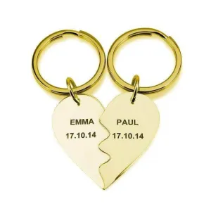 Personalized Split Heart Keychain For Couple
