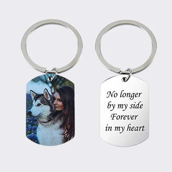 Personalized Titanium Steel Photo KeyChain - Custom Engraved Photo Keychains