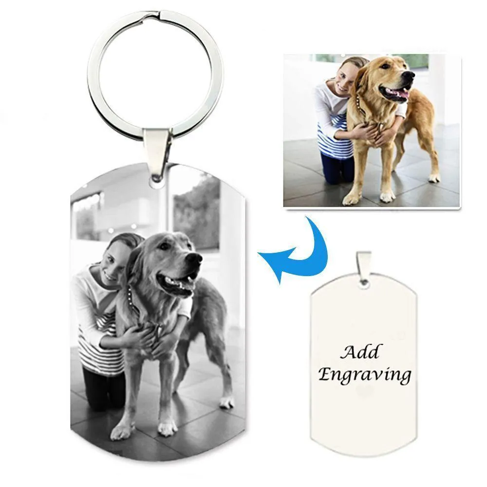 Personalized Titanium Steel Photo KeyChain - Custom Engraved Photo Keychains