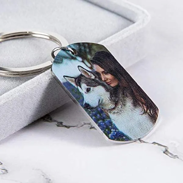 Personalized Titanium Steel Photo KeyChain - Custom Engraved Photo Keychains