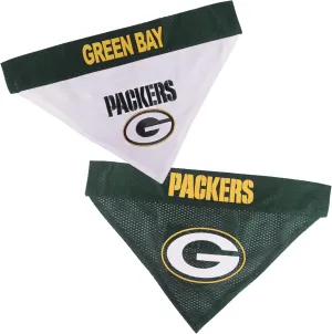 Pets First NFL DOG BANDANA - GREEN BAY PACKERS REVERSIBLE PET BANDANA. 2 Sided Sports Bandana with a PREMIUM Embroidery TEAM LOGO, Small/Medium. - 2 Sizes & 32 NFL Teams available