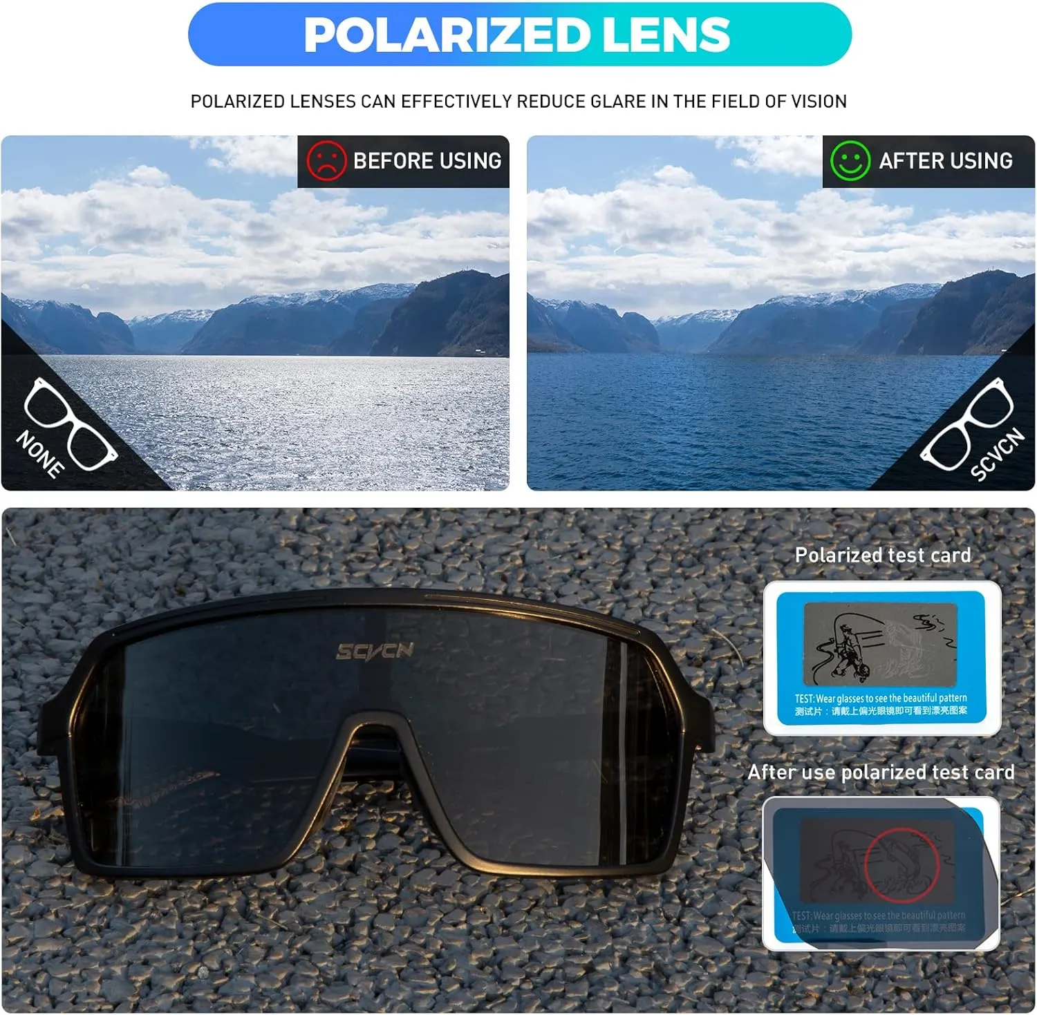 Polarized Cycling Glasses Sport Sunglasses MTB BMX Men Women Running Driving Fishing Golf S61