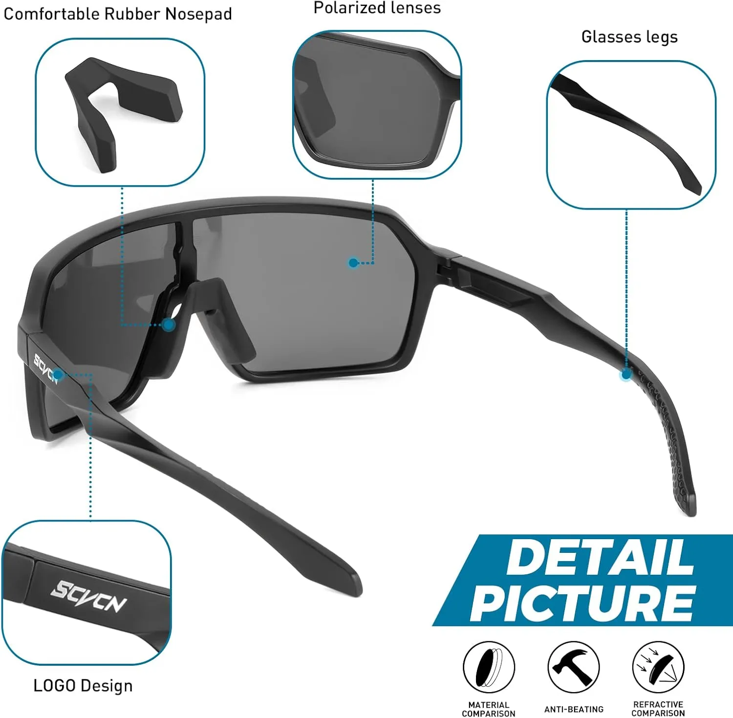 Polarized Cycling Glasses Sport Sunglasses MTB BMX Men Women Running Driving Fishing Golf S61