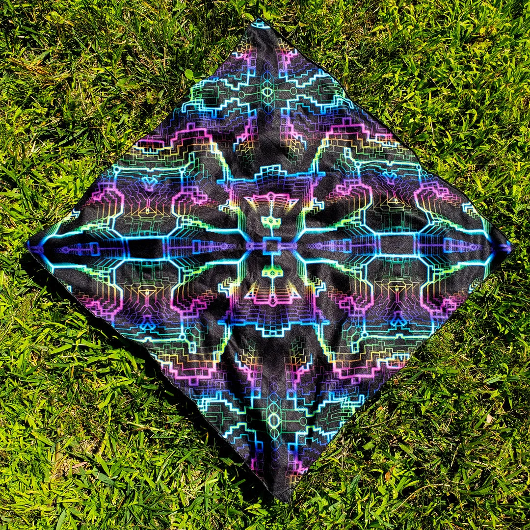 Psychedelic Bandana (UV/RGB, Eco-Friendly, Unisex) | TECHNO SHAMANIC RGB