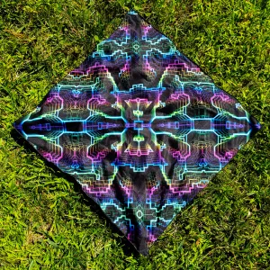 Psychedelic Bandana (UV/RGB, Eco-Friendly, Unisex) | TECHNO SHAMANIC RGB