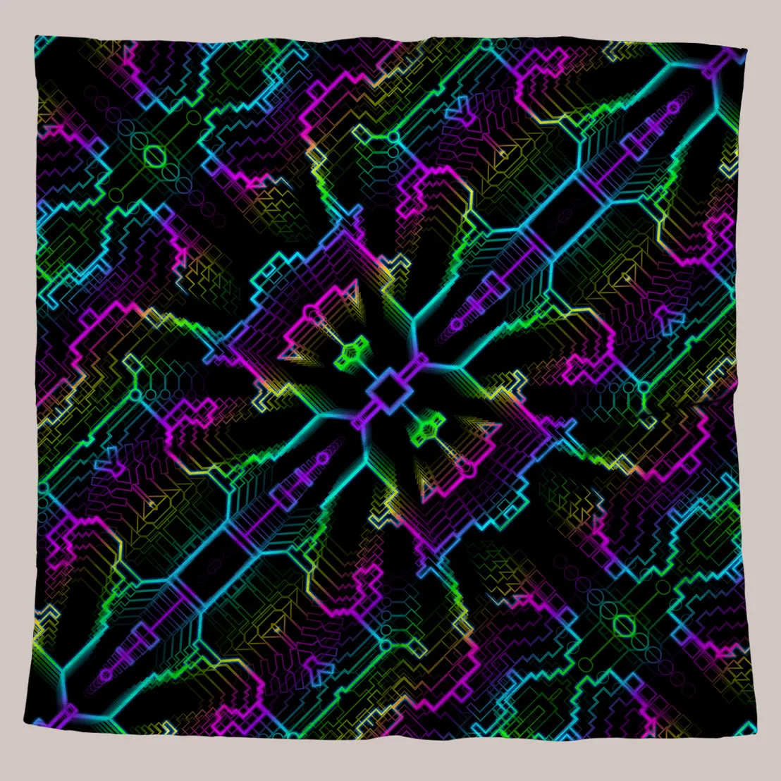 Psychedelic Bandana (UV/RGB, Eco-Friendly, Unisex) | TECHNO SHAMANIC RGB