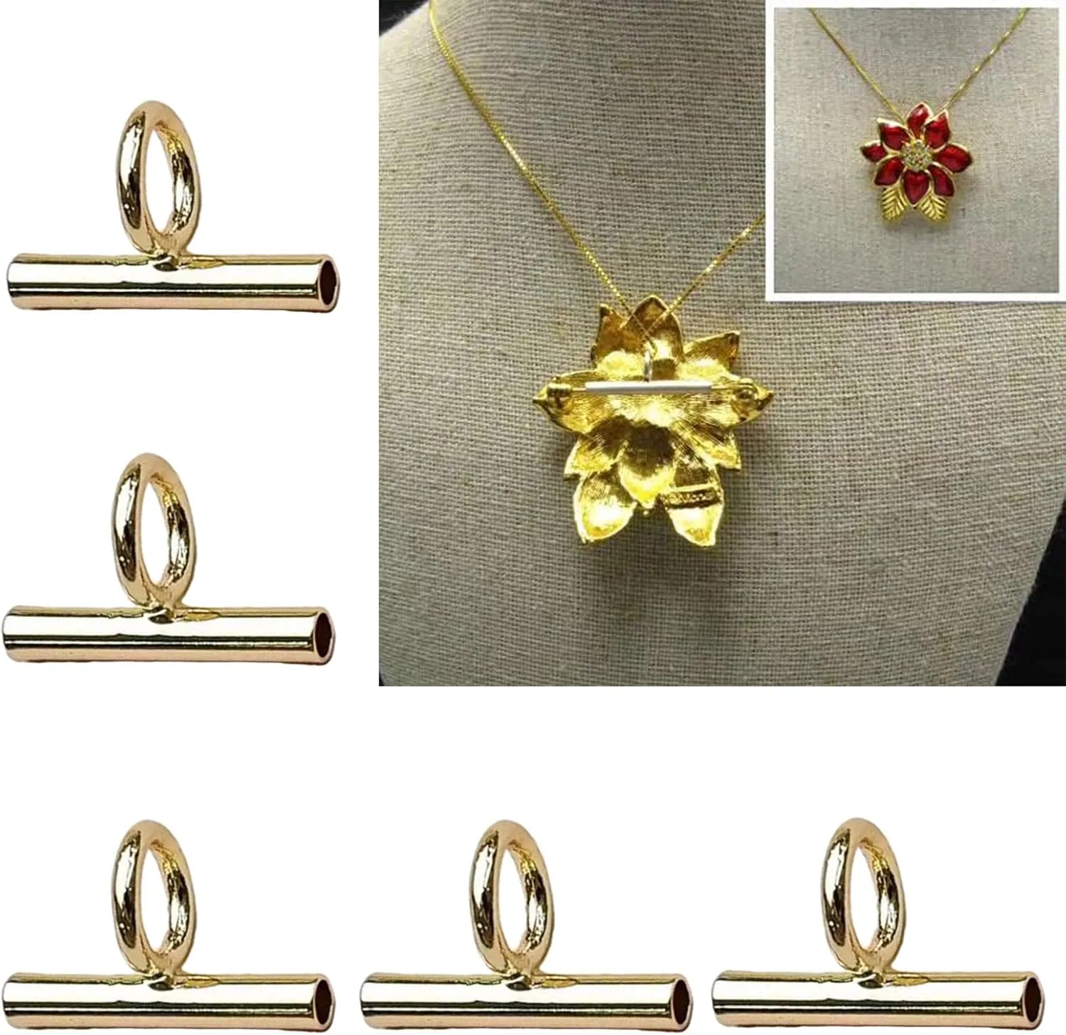 PURPLELILY Convertible Necklace and Brooch Adapter Pin to Pendant Converters Jewelry Accessories Alloy Material for Brooch Necklace, 20mm, Metal, Silver