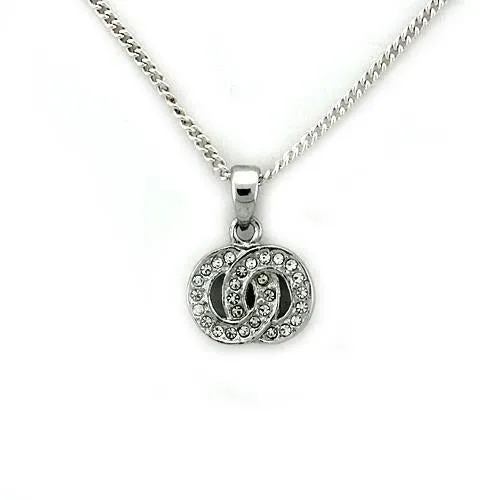 Rhodium Brass Chain Pendant with Top Grade Crystal in Clear for Women Style LOA1163