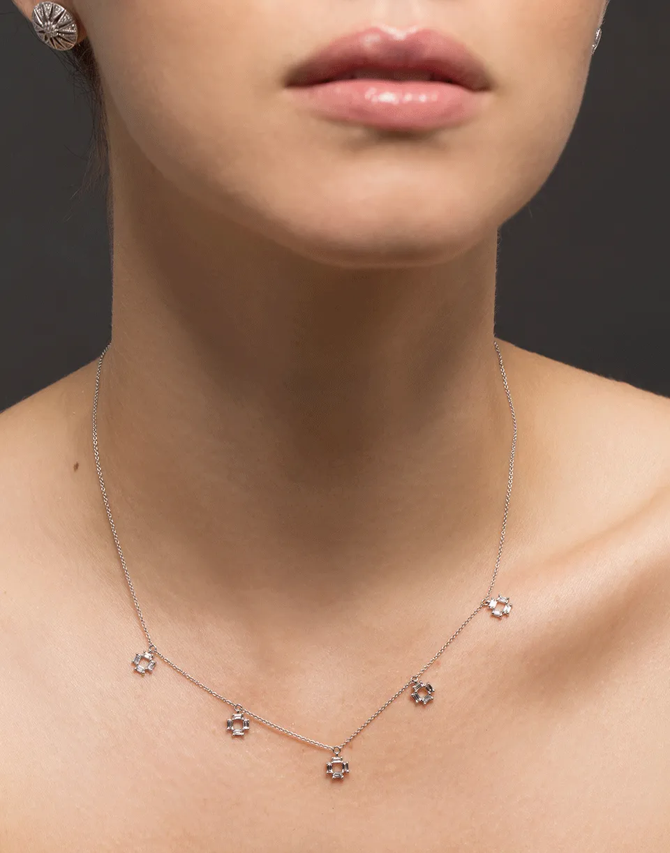 Sadie Pearl Five Station Baguette Necklace