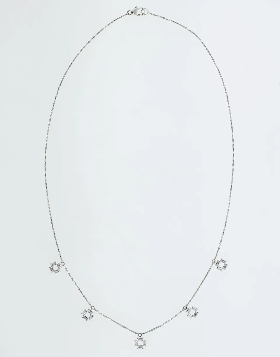 Sadie Pearl Five Station Baguette Necklace