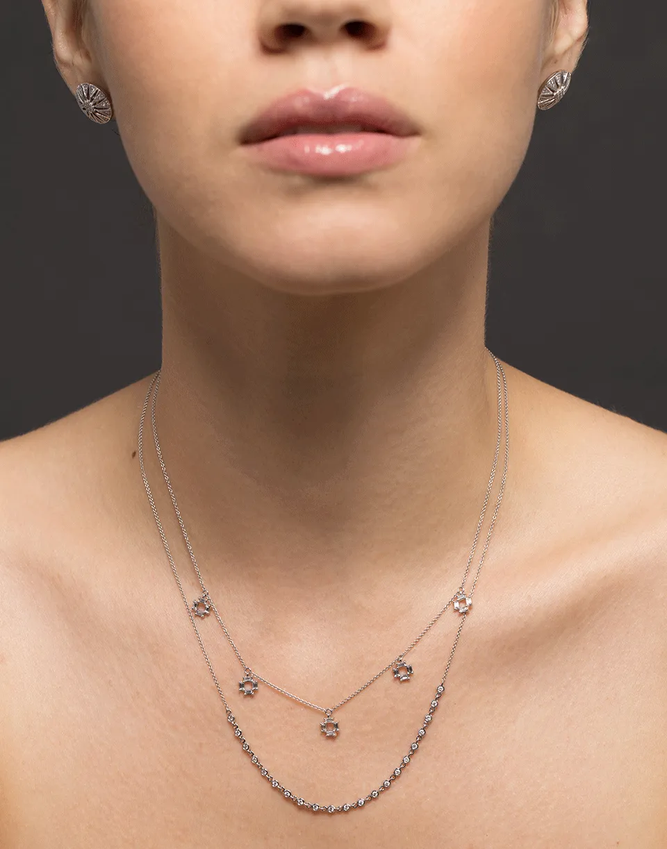 Sadie Pearl Five Station Baguette Necklace