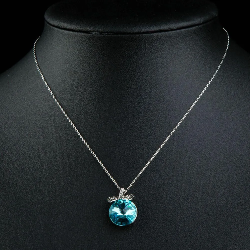 Sea Blue Austrian Crystal Necklace KPN0233
