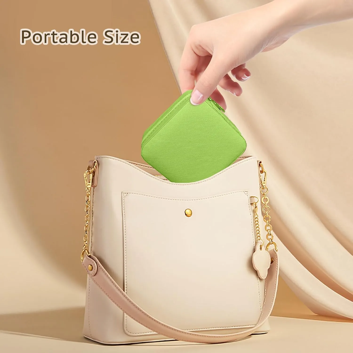 Small Travel Jewelry Box, Portable Mini Jewelry Leather Box Jewelry Ring Organizer Case Storage Holder Gift Boxes for Girls Women, Avocado green