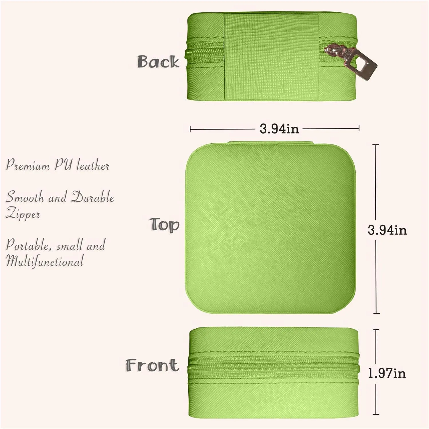 Small Travel Jewelry Box, Portable Mini Jewelry Leather Box Jewelry Ring Organizer Case Storage Holder Gift Boxes for Girls Women, Avocado green