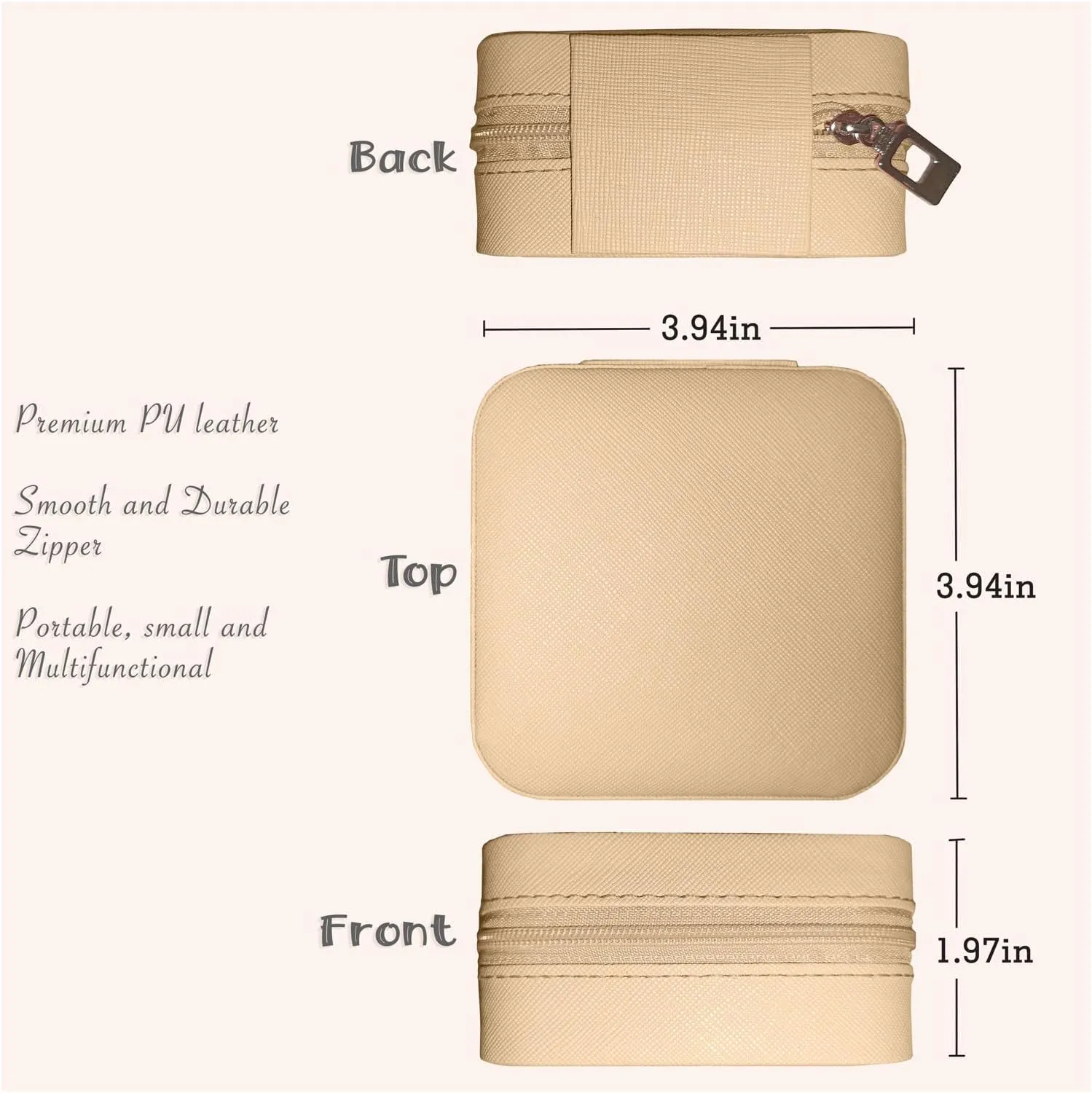 Small Travel Jewelry Box, Portable Mini Jewelry Leather Box Jewelry Ring Organizer Case Storage Holder Gift Boxes for Girls Women, camel beige