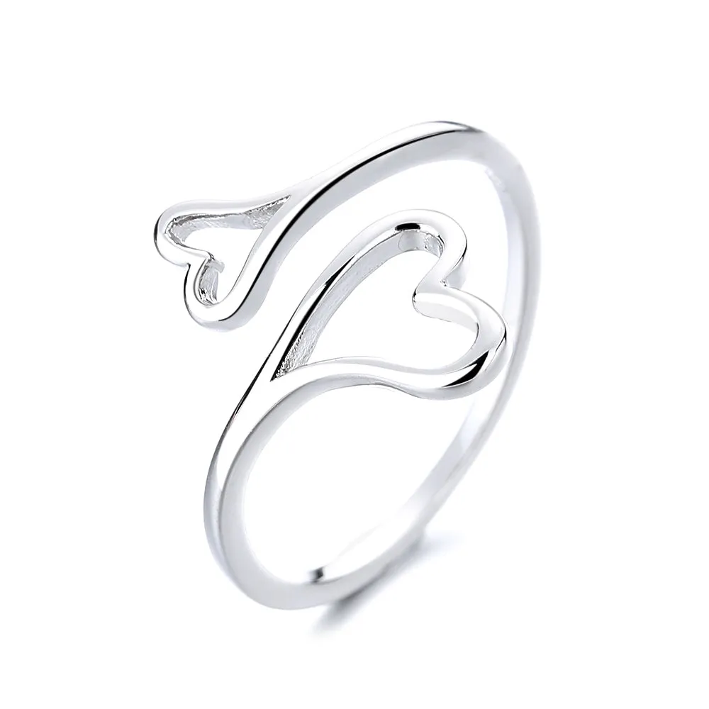 Sterling Silver Heart Bypass Ring