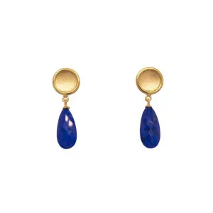 Sun Drop Lapis Drop 24K Gold Vermeil Earrings