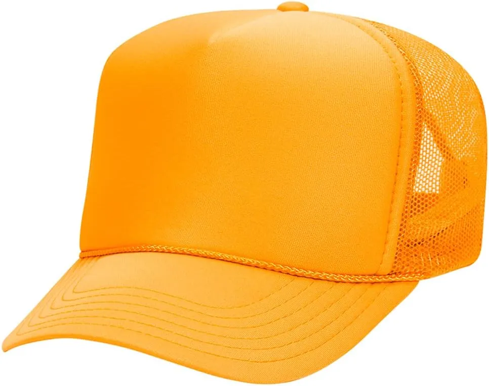 The Hat Pros High Crown 5 Panel Mesh Back Foam Front Trucker Cap with Snapback Closure | Bulk Packs Available