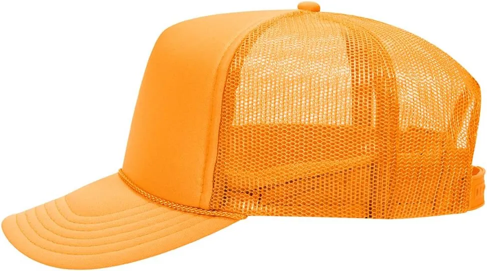 The Hat Pros High Crown 5 Panel Mesh Back Foam Front Trucker Cap with Snapback Closure | Bulk Packs Available