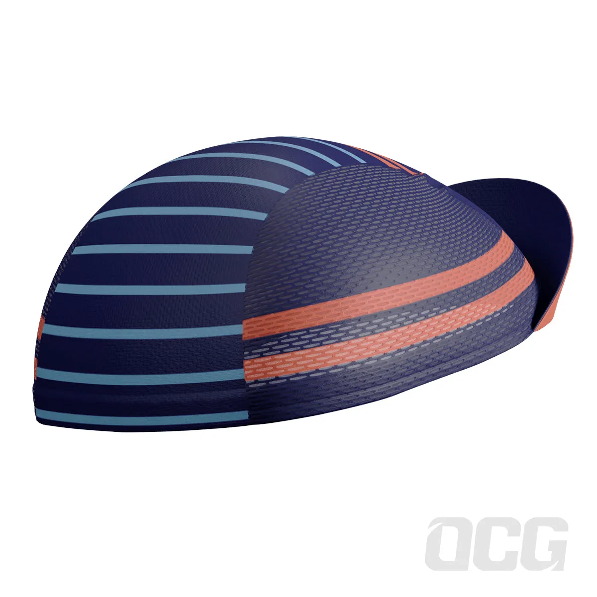 Unisex Orange Blue Stripe Quick Dry Cycling Cap