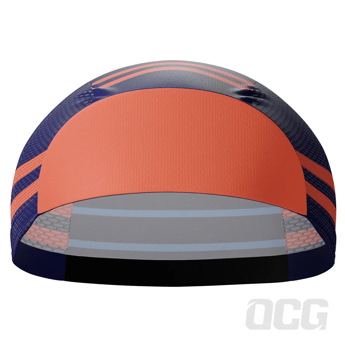 Unisex Orange Blue Stripe Quick Dry Cycling Cap