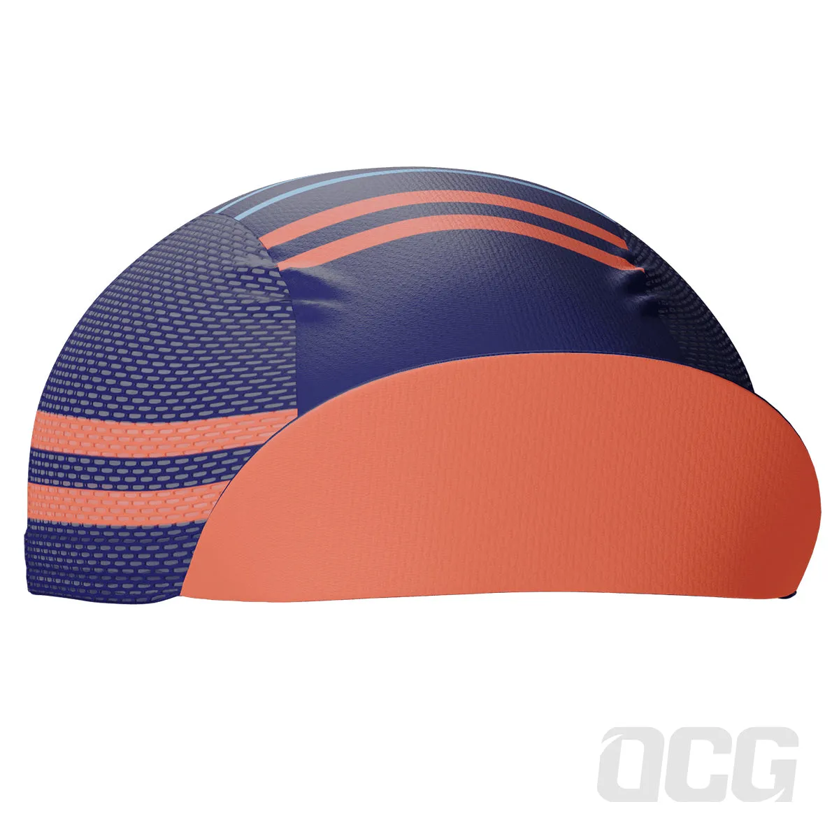 Unisex Orange Blue Stripe Quick Dry Cycling Cap