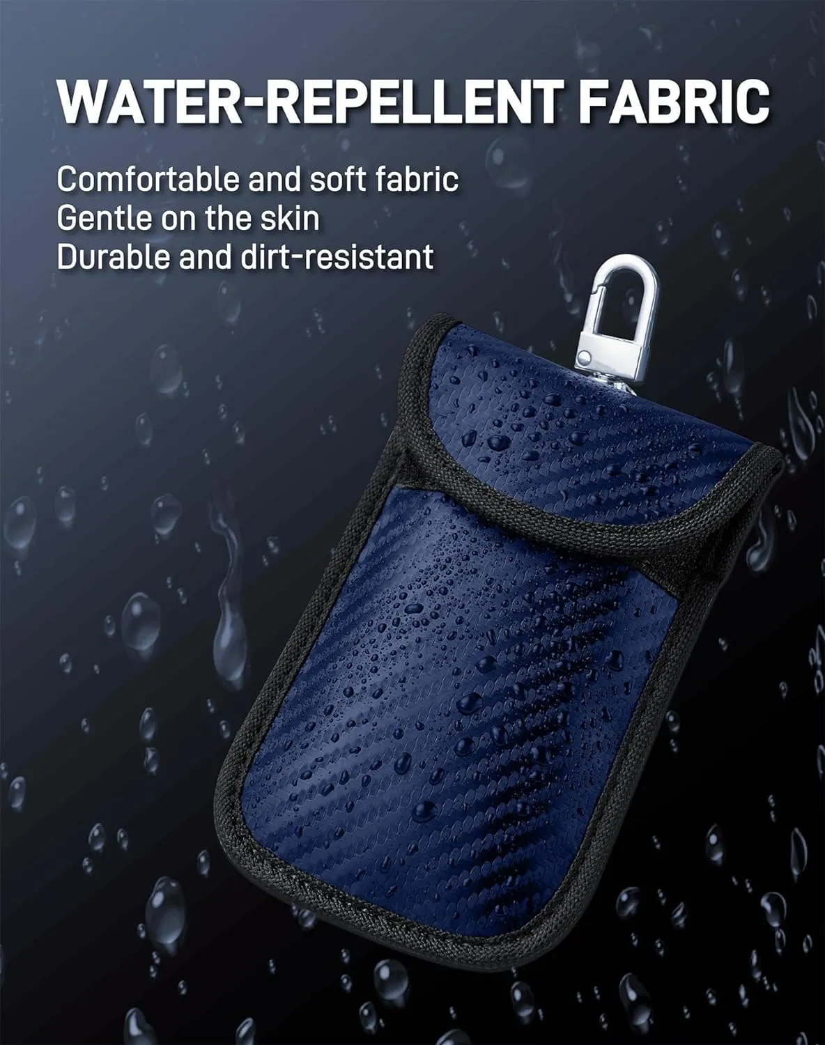 Upgraded Faraday Bag for Key Fob (2 Pack), Premium Faraday Key Fob Protector Car RFID Signal Blocking, Car Security Protection, Anti-Theft Pouch, Anti-Hacking Case Blocker Blue